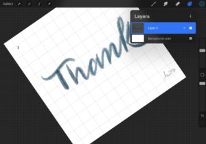 A screenshop of my Ipad for my hand lettering (Thank you) to explain on it