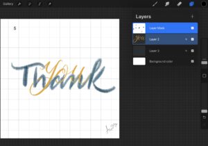 A screenshop of my Ipad for my hand lettering (Thank you) to explain on it